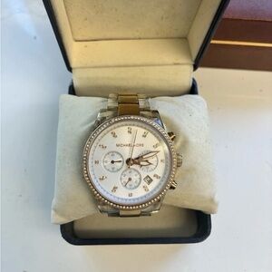 Michael Kors Parker MK-6347 Two-Tone Chronograph Watch. Working, New Battery